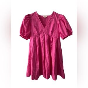 Vibrant Pink Puff Sleeve Dress